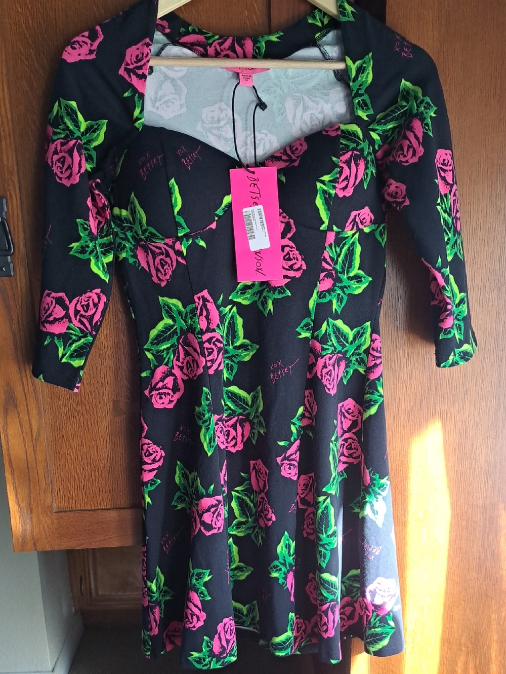 Betsey Johnson Tin Can Rose Print Fit & Flare Dress NWT Medium